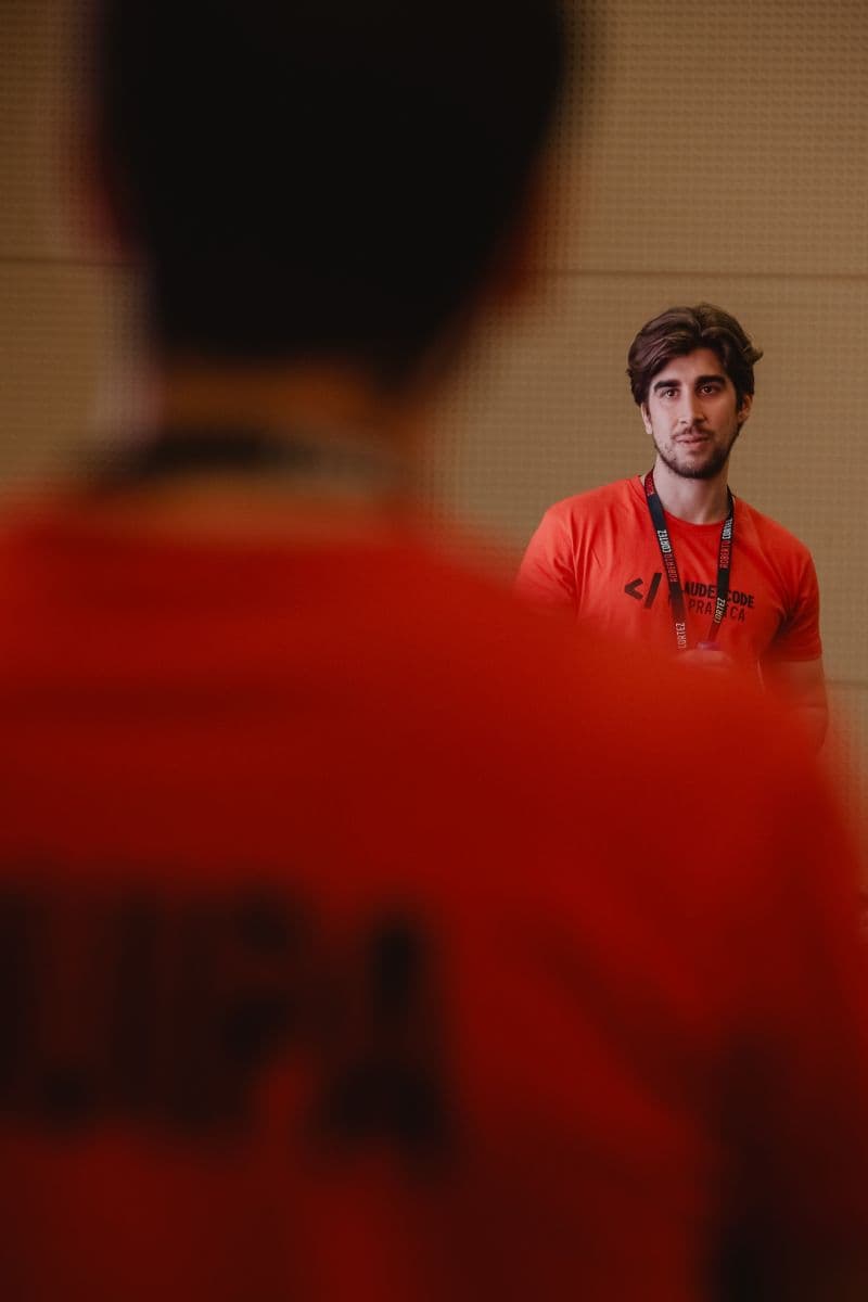 Bruno num evento de tecnologia